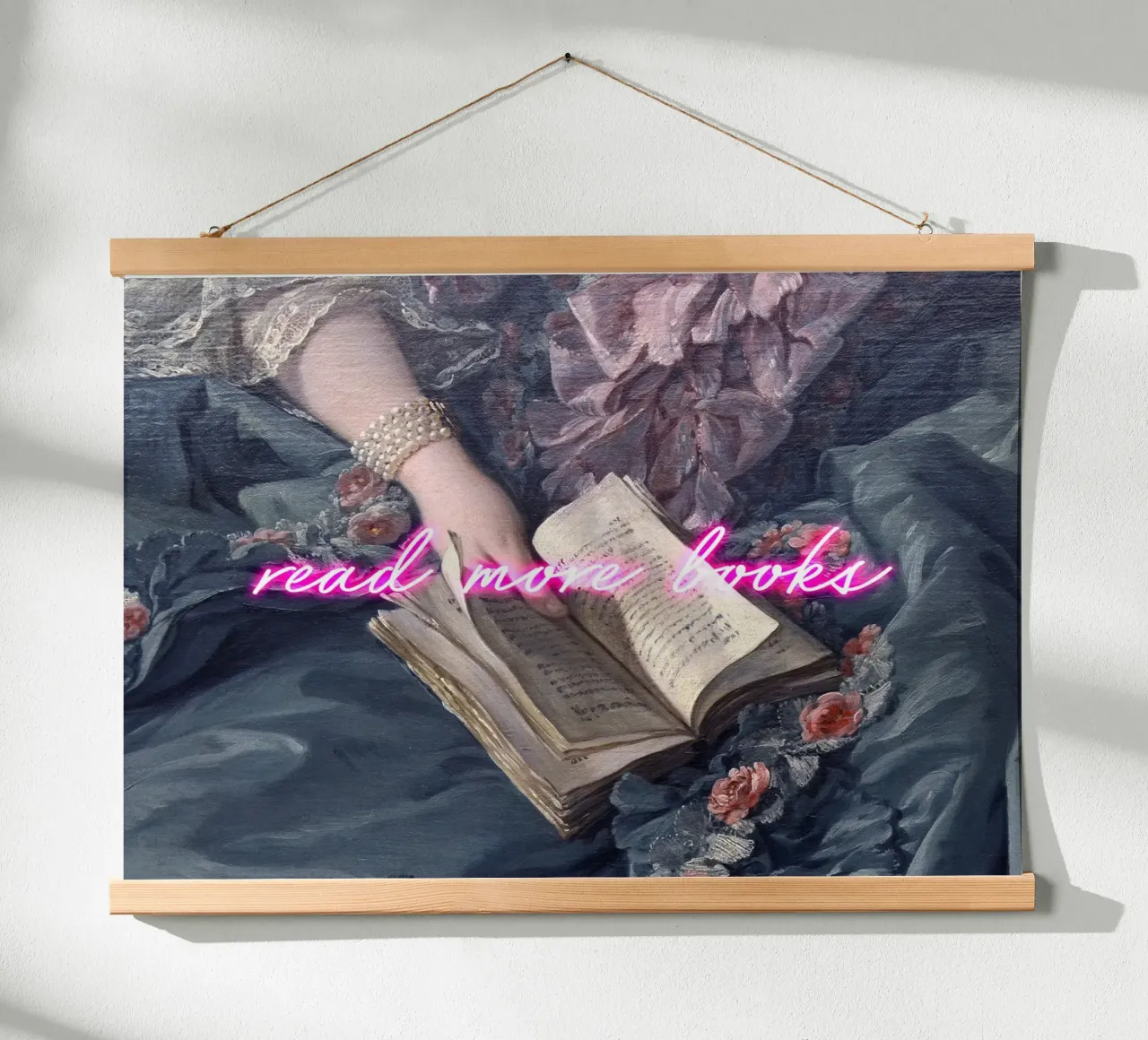 Read More Books Neon Art poster con telaio in alluminio da GraceDigitalArtCo