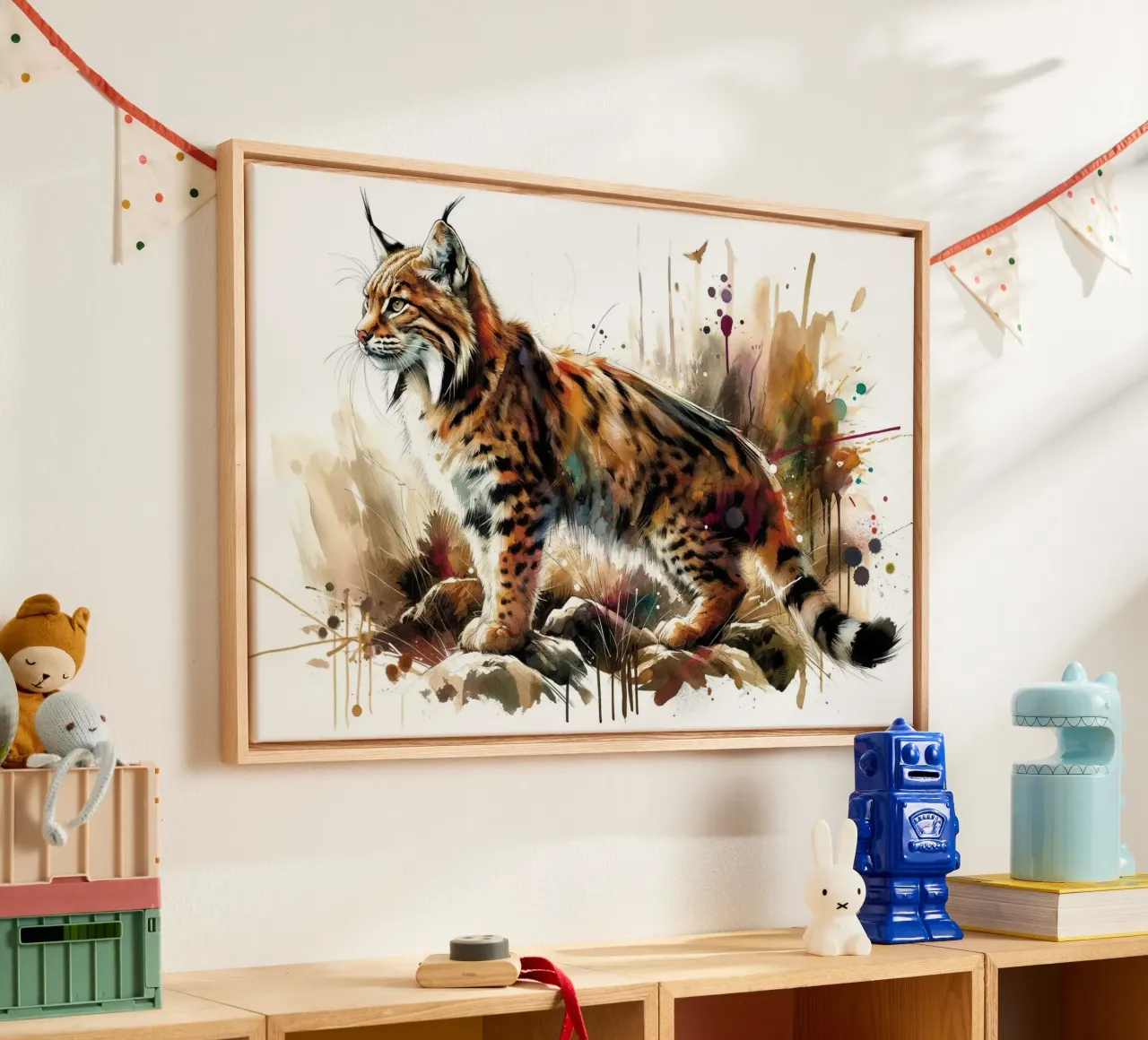 Lynx Wildernis Scène canvas met Baklijst van Chromatic Fusion Studio