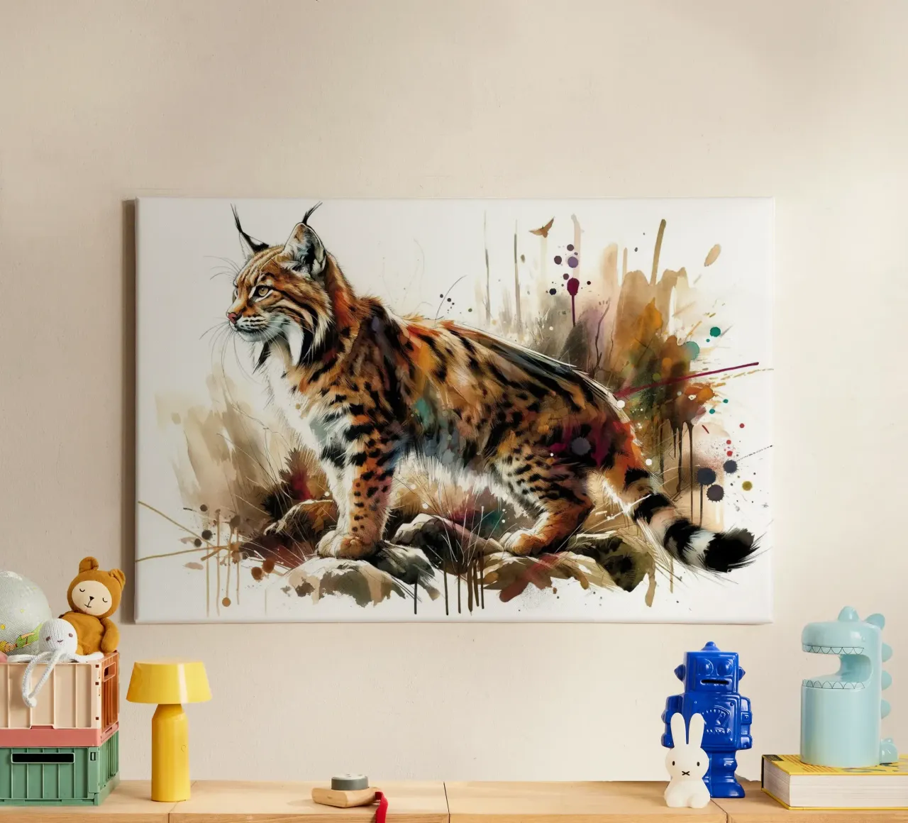 Lynx Wildernis Scène canvas met Baklijst van Chromatic Fusion Studio