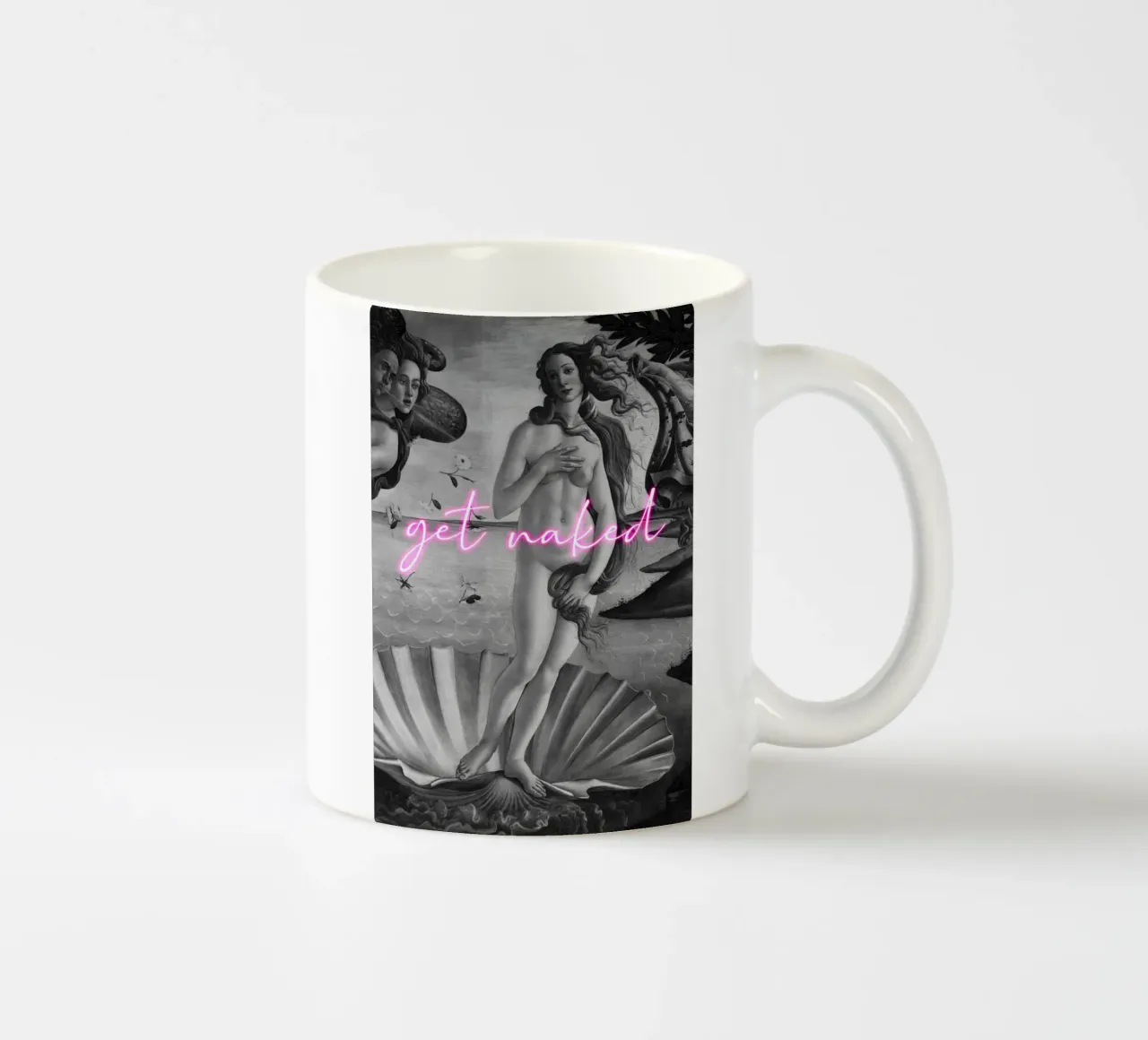 Venus Get Naked Black and White with Neon Pink Font tazza in ceramica da GraceDigitalArtCo