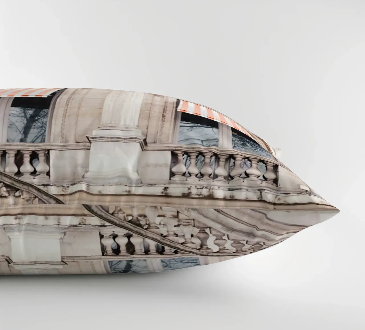 Paris Building with White and Orange Striped Awning cuscino da GraceDigitalArtCo