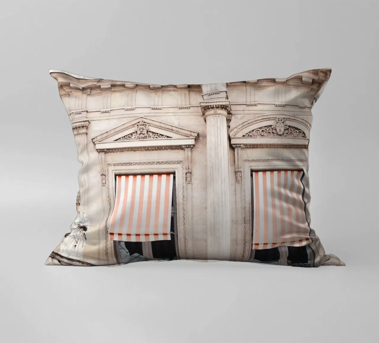 Paris Building with White and Orange Striped Awning cuscino da GraceDigitalArtCo