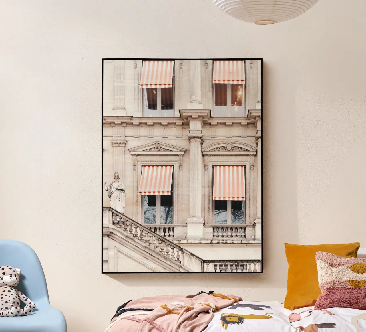 Paris Building with White and Orange Striped Awning plexiglass da GraceDigitalArtCo