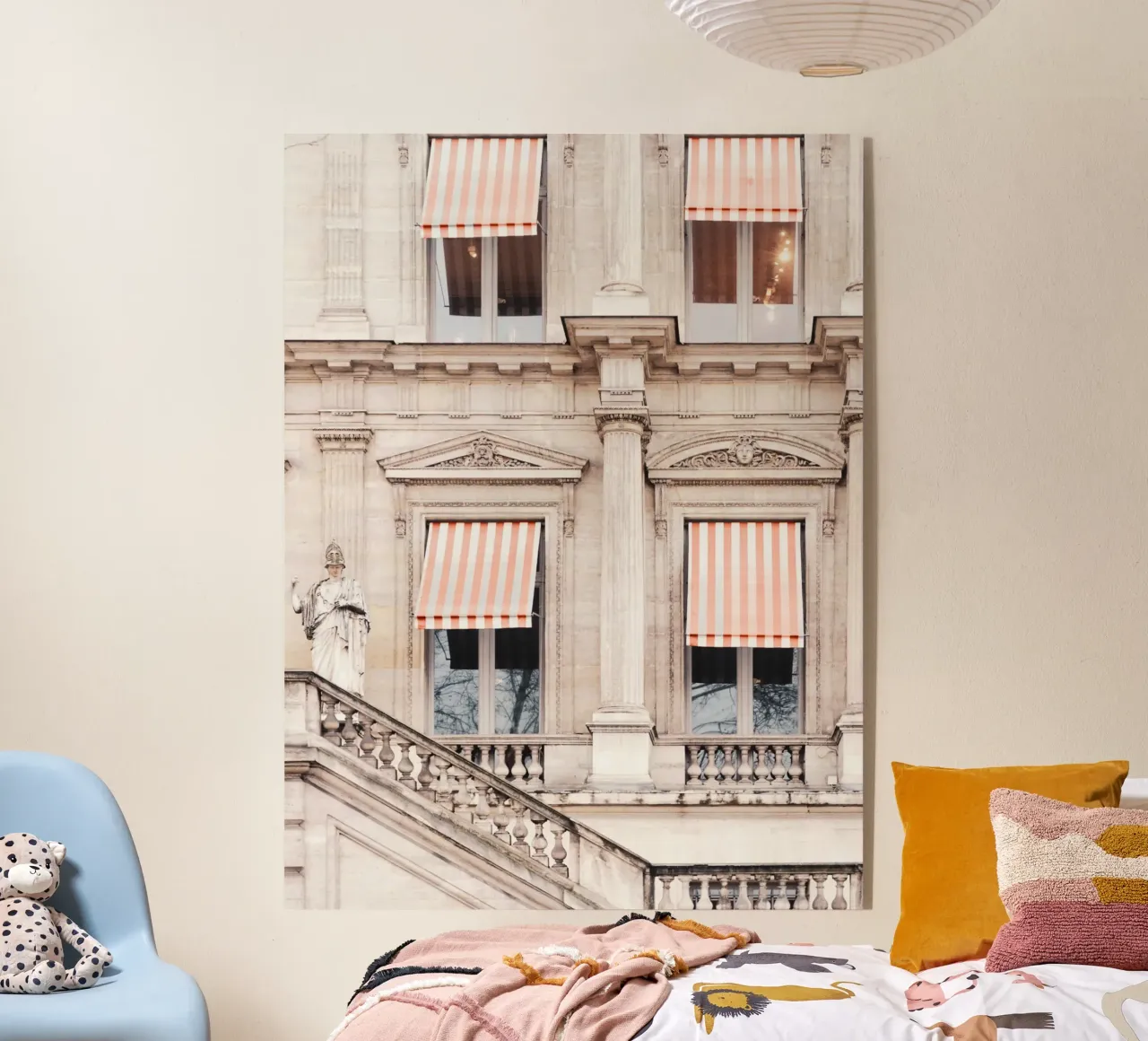 Paris Building with White and Orange Striped Awning plexiglass da GraceDigitalArtCo