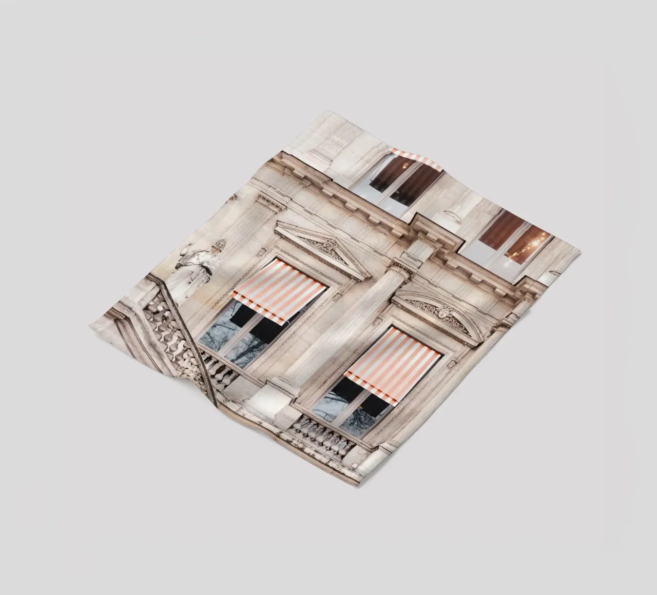 Paris Building with White and Orange Striped Awning coperta in pile da GraceDigitalArtCo
