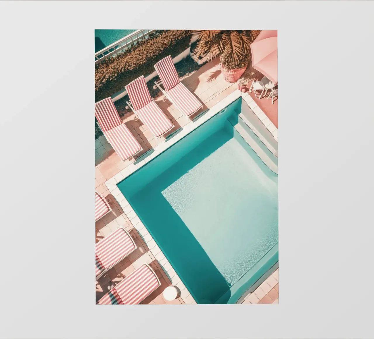 Red and White Striped Swimming Pool Scene pellicola backlit da GraceDigitalArtCo