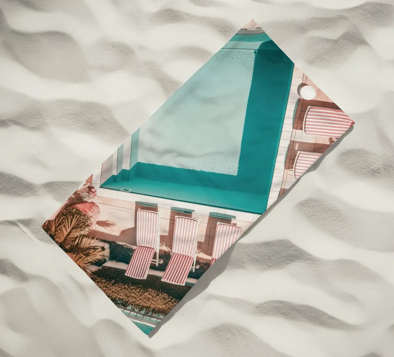 Red and White Striped Swimming Pool Scene telo mare da GraceDigitalArtCo