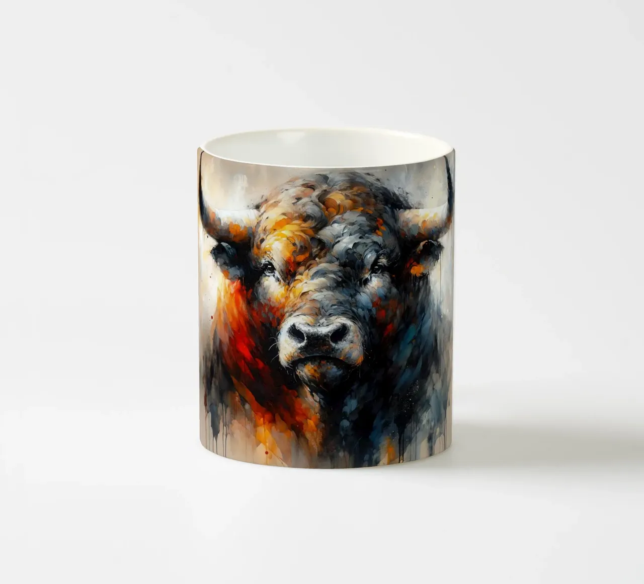 Majestic Bull Aura in aquarel schaduwen keramische mok van Chromatic Fusion Studio