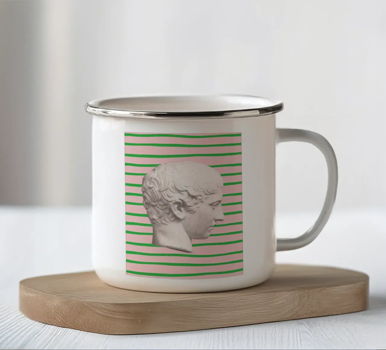 Emperor on pink and green stripes tazza in smalto da GraceDigitalArtCo
