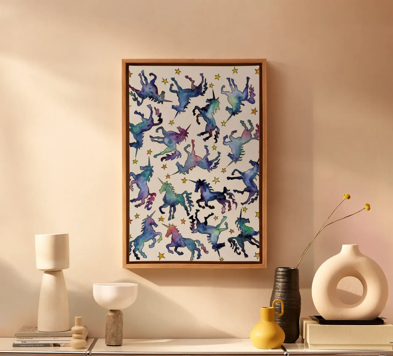 Galaxy Unicorns tela con Cornice a cassetta da KP Design