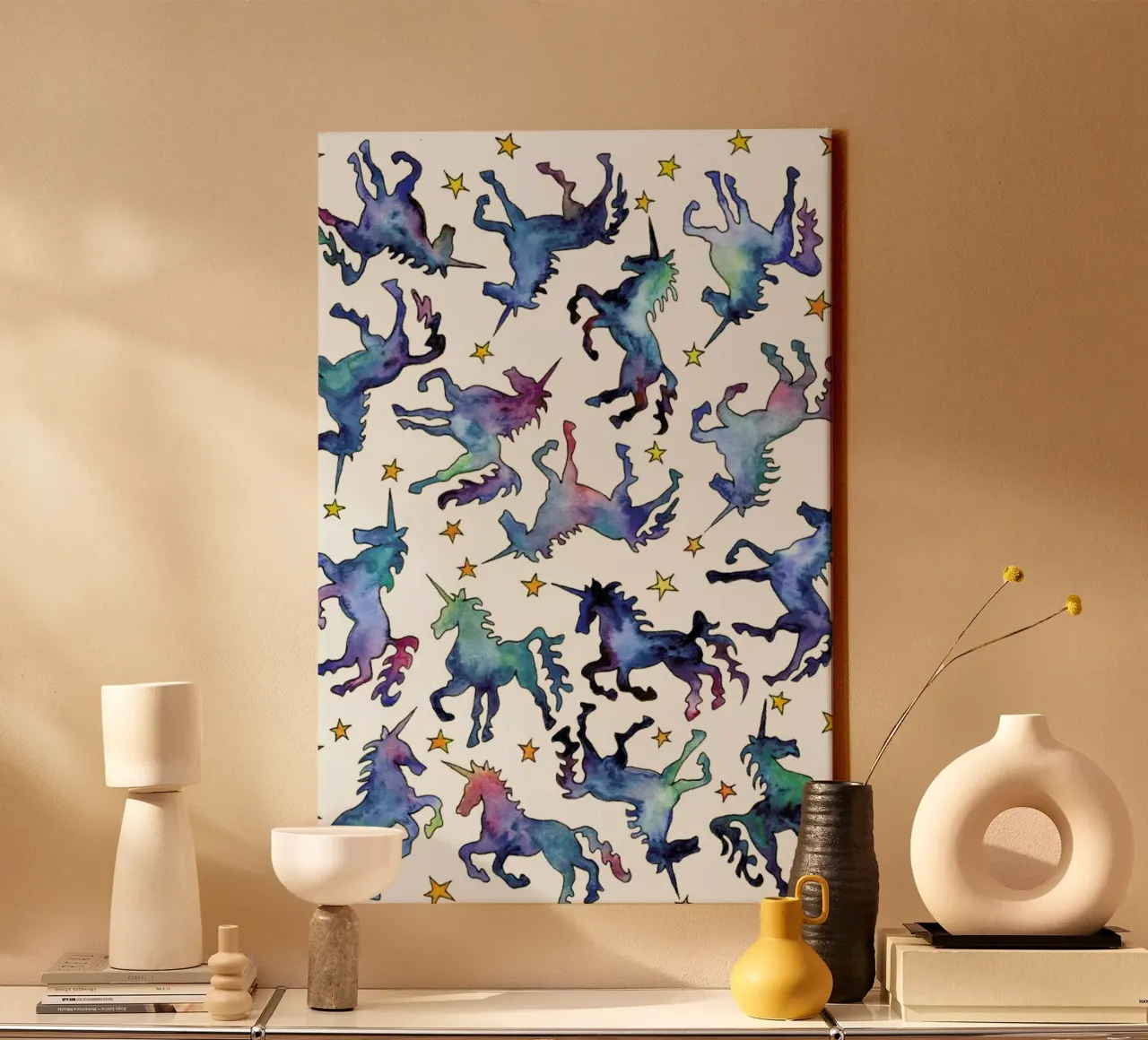 Galaxy Unicorns tela con Cornice a cassetta da KP Design