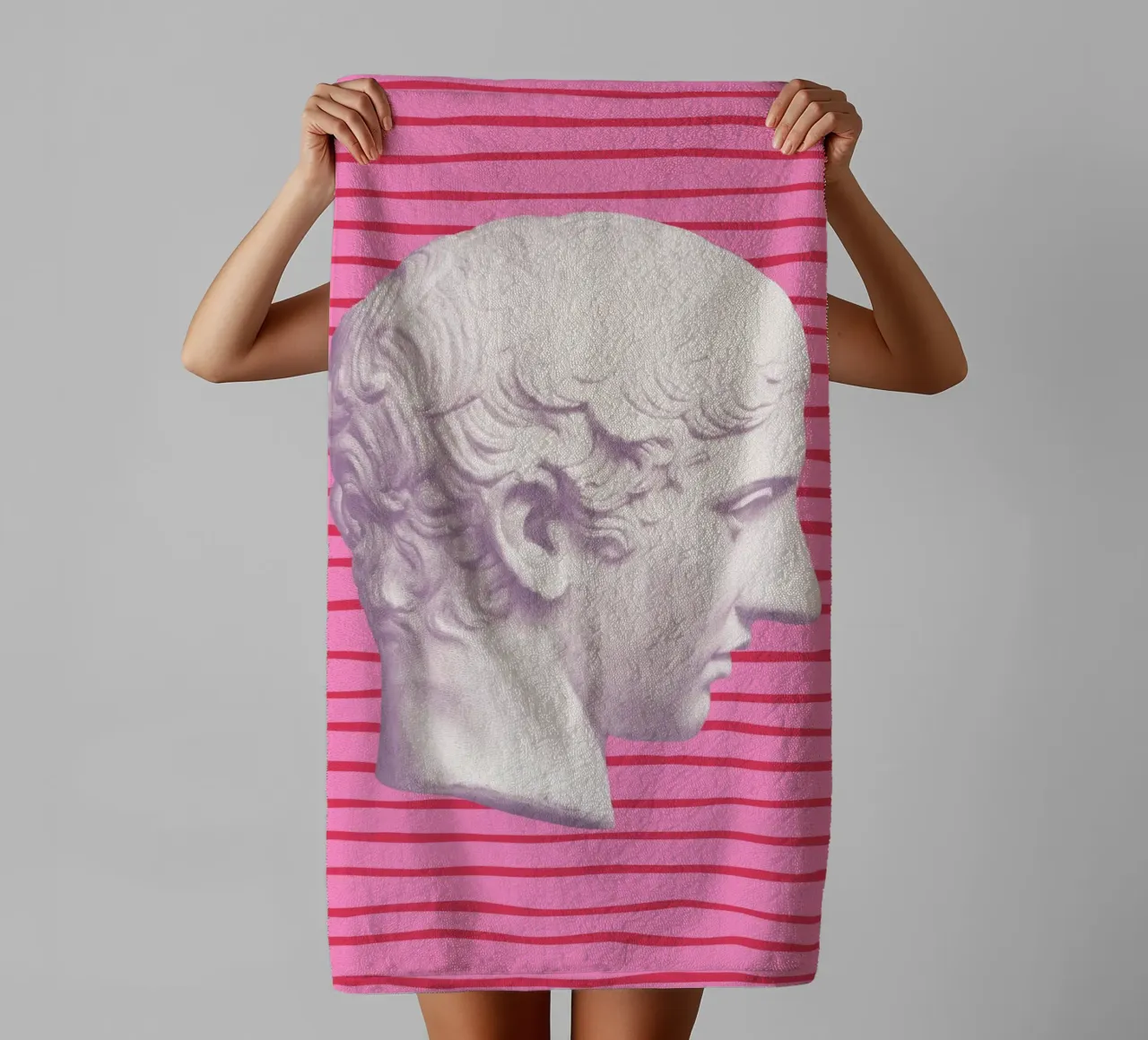 Emperor on pink and red stripes asciugamano da bagno da GraceDigitalArtCo