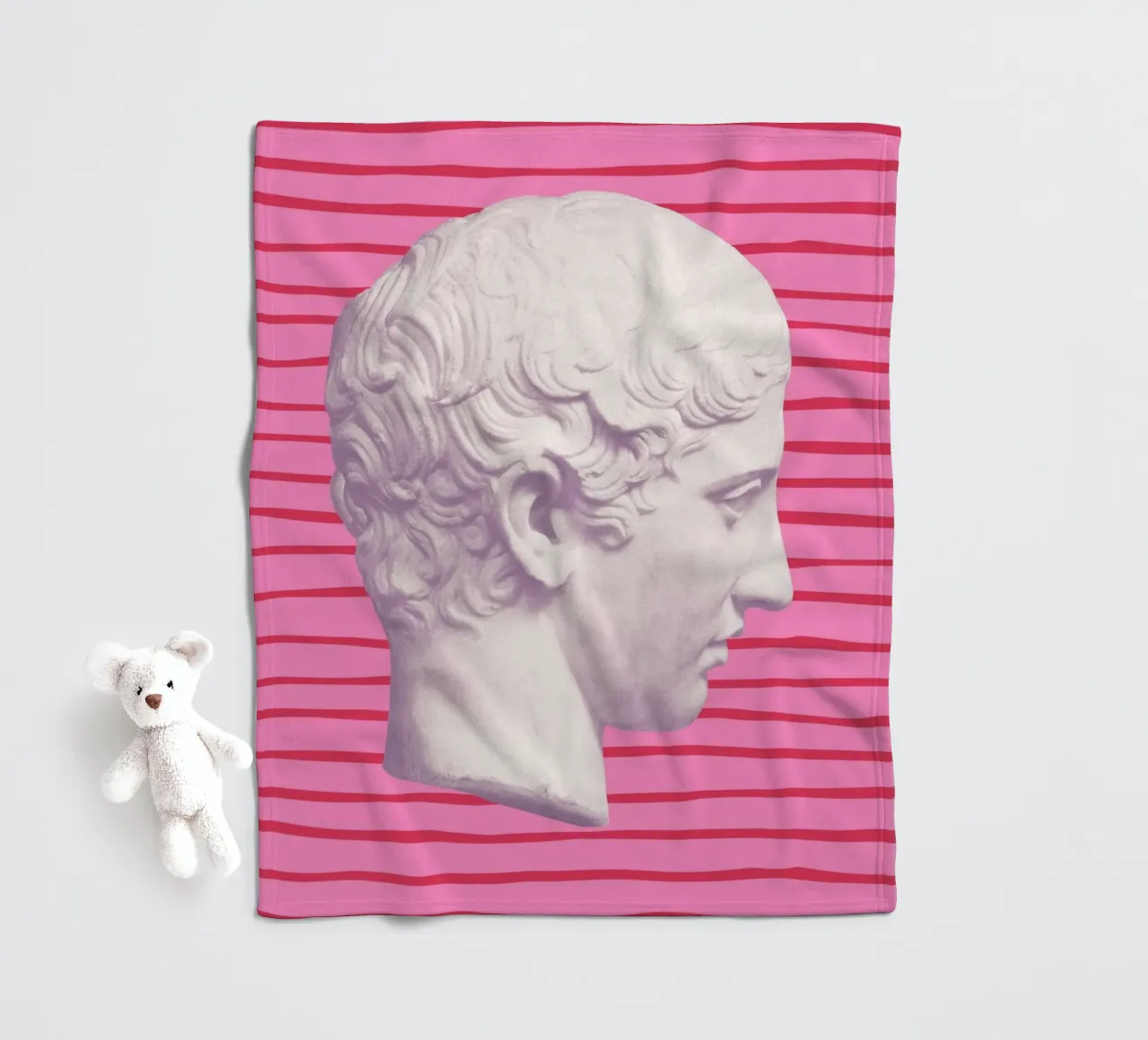 Emperor on pink and red stripes coperta in pile da GraceDigitalArtCo