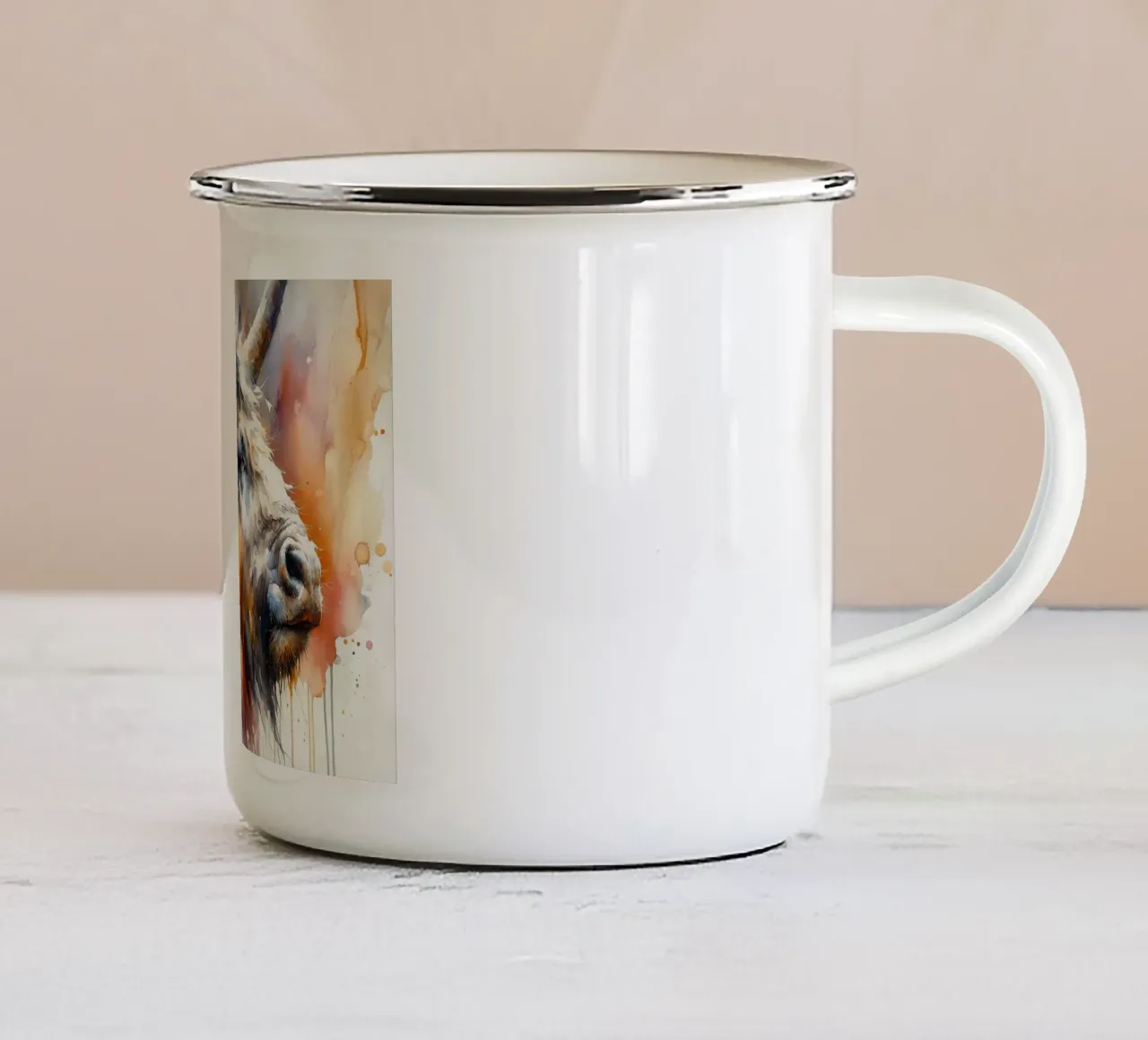 Majestic Horned Beast enamel mug by Chromatic Fusion Studio