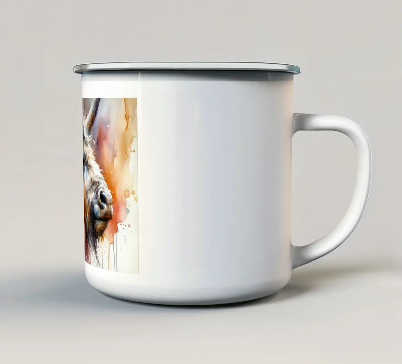 Majestic Horned Beast enamel mug by Chromatic Fusion Studio