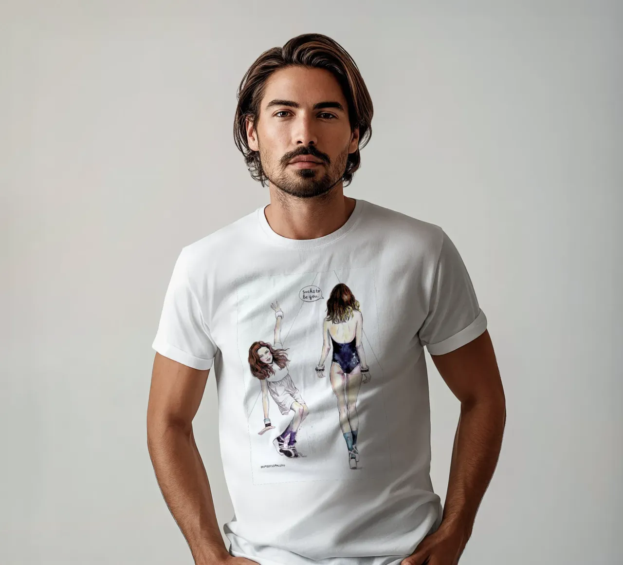 Models Falling 3 t-shirt da Meegan Barnes