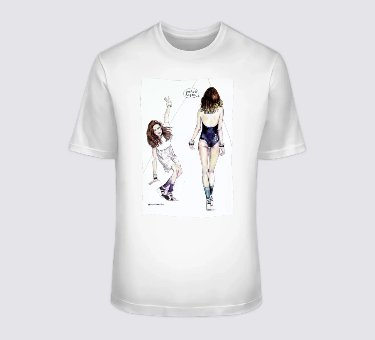 Models Falling 3 t-shirt da Meegan Barnes