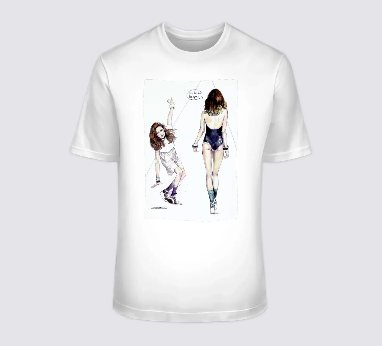 Models Falling 3 t-shirt da Meegan Barnes