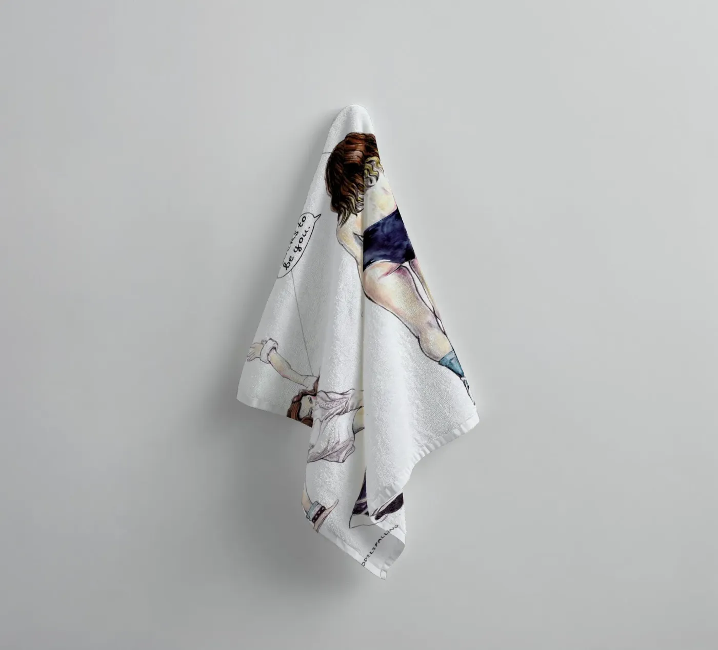 Models Falling 3 towel by Meegan Barnes