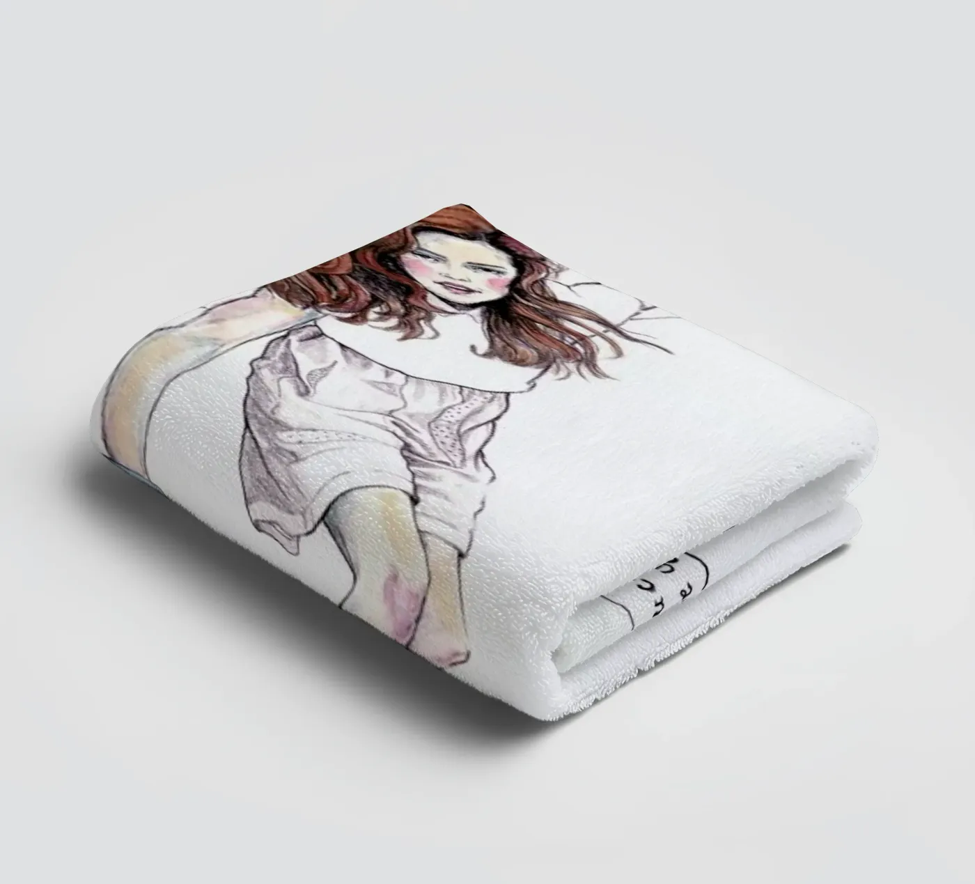 Models Falling 3 towel by Meegan Barnes