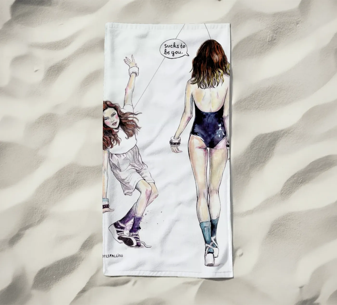 Models Falling 3 serviette de plage de Meegan Barnes