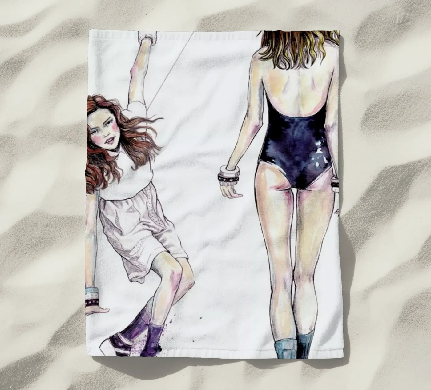 Models Falling 3 serviette de plage de Meegan Barnes