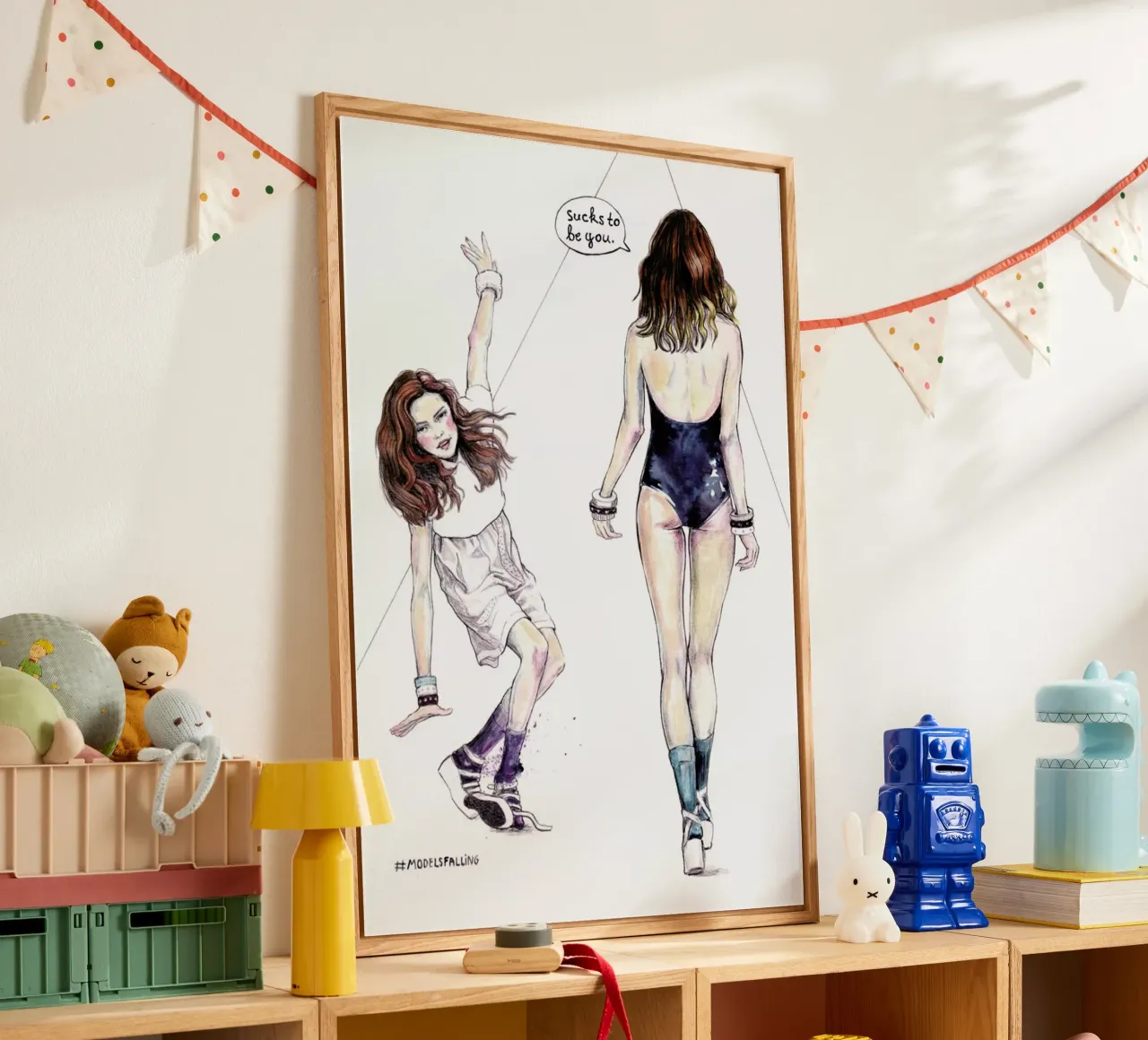 Models Falling 3 acryl van Meegan Barnes