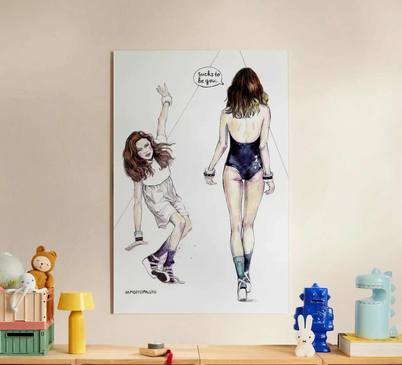 Models Falling 3 acryl van Meegan Barnes