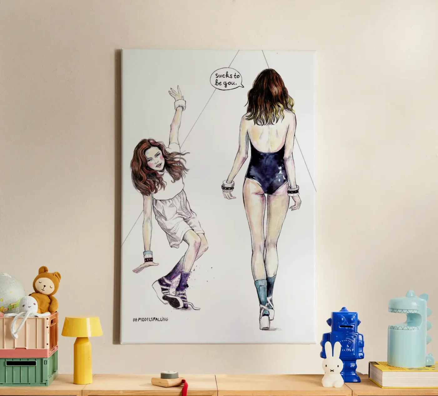 Models Falling 3 canvas by Meegan Barnes