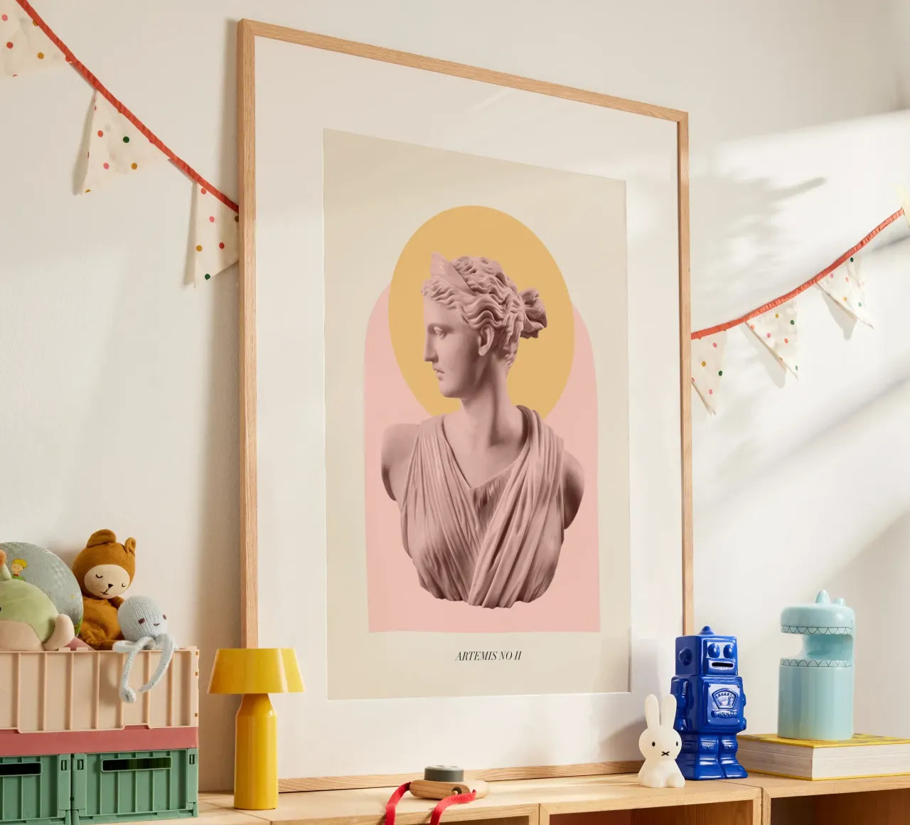Goddess with yellow and pink shapes carta hahnemühle da GraceDigitalArtCo