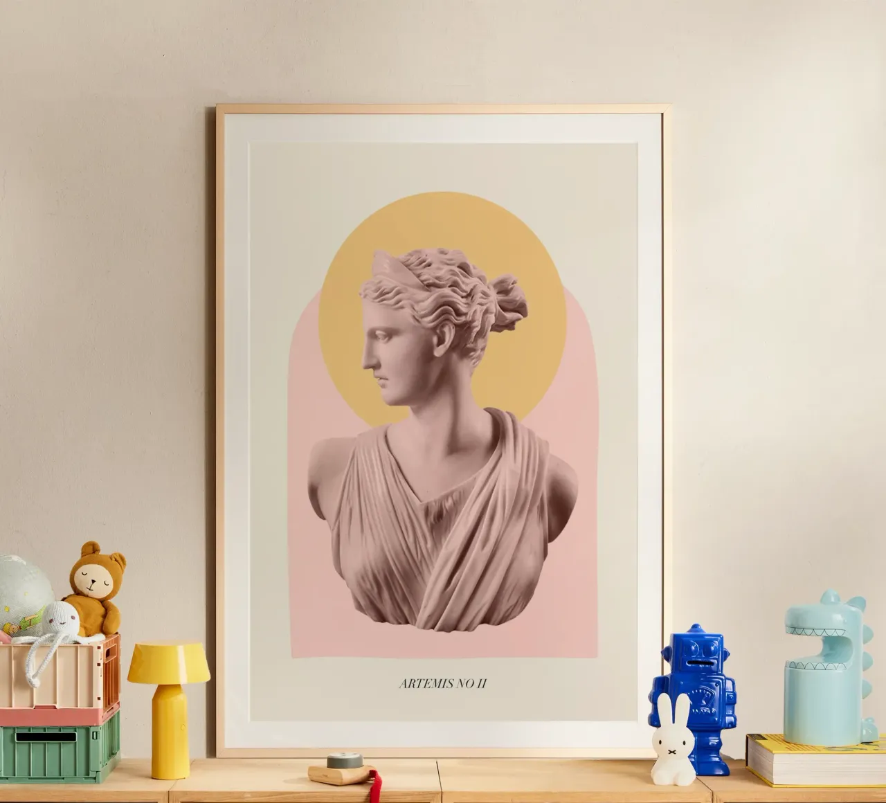 Goddess with yellow and pink shapes carta hahnemühle da GraceDigitalArtCo