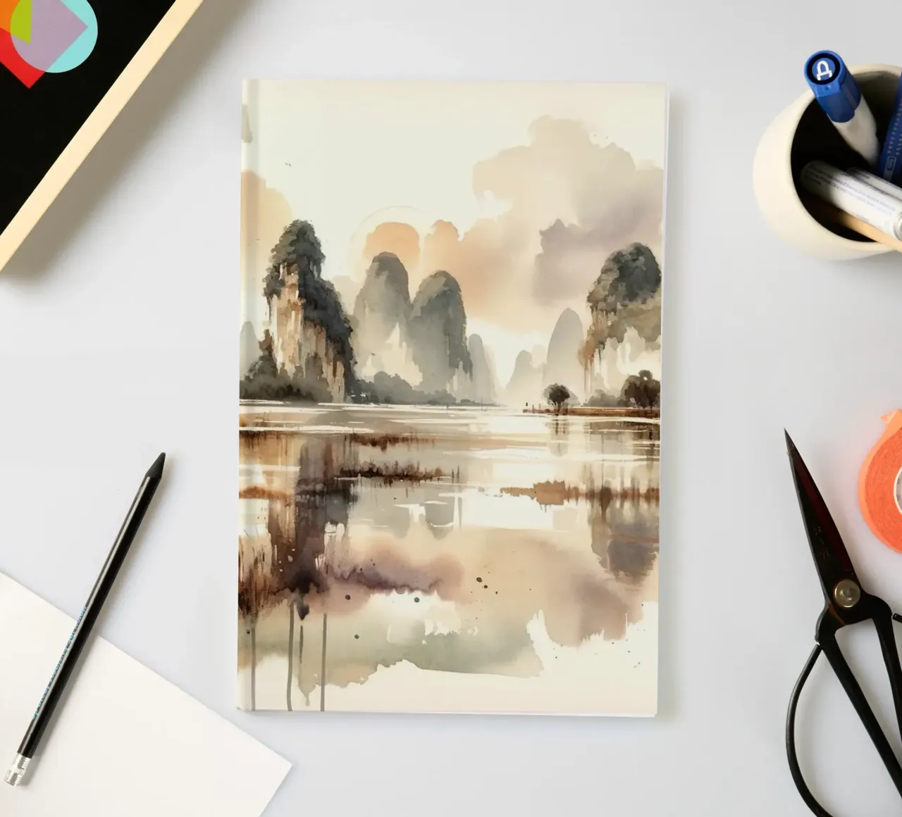 Misty Peaks Serenity notebook by Chromatic Fusion Studio