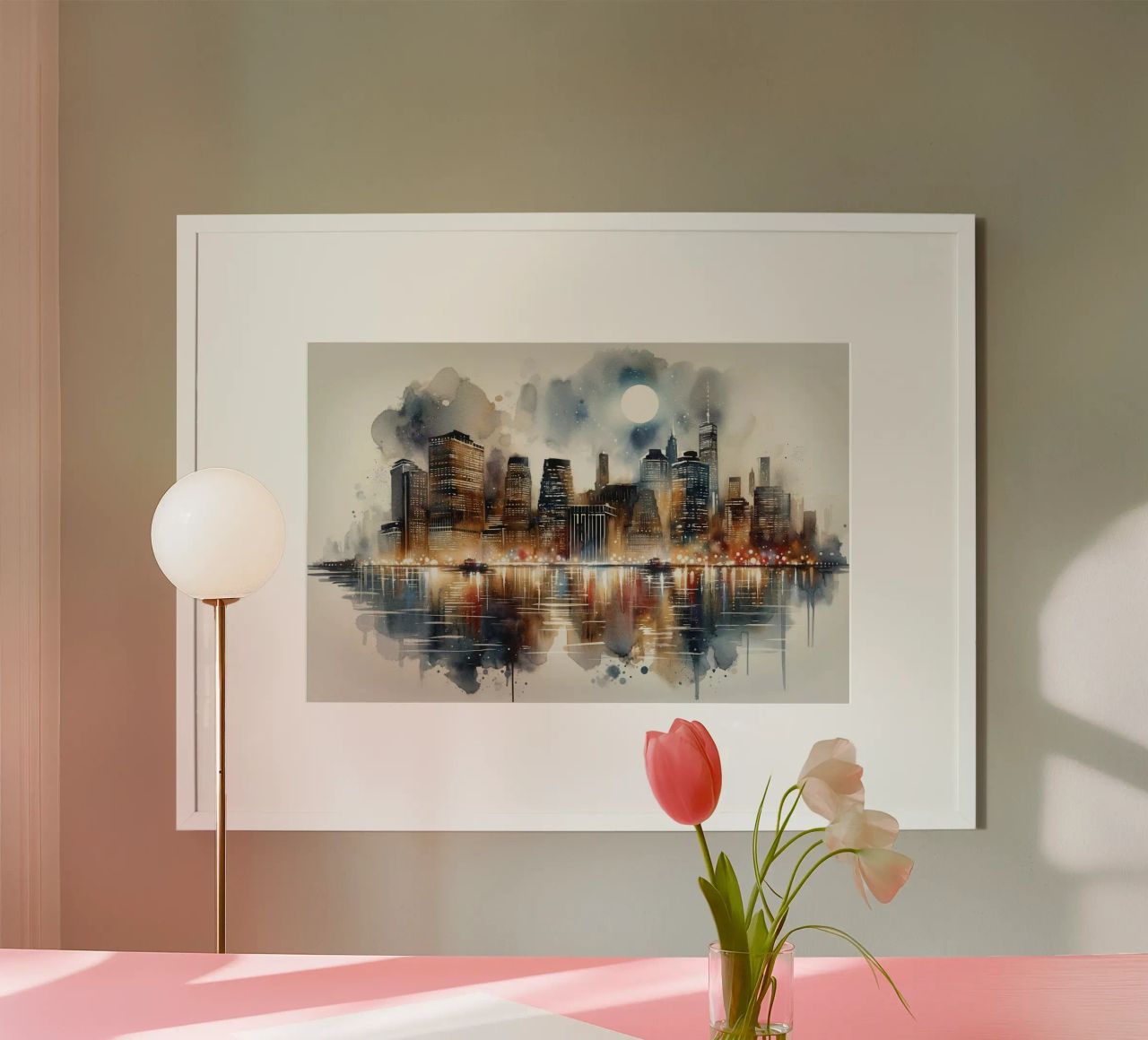 Manhattan au clair de lune poster de Chromatic Fusion Studio
