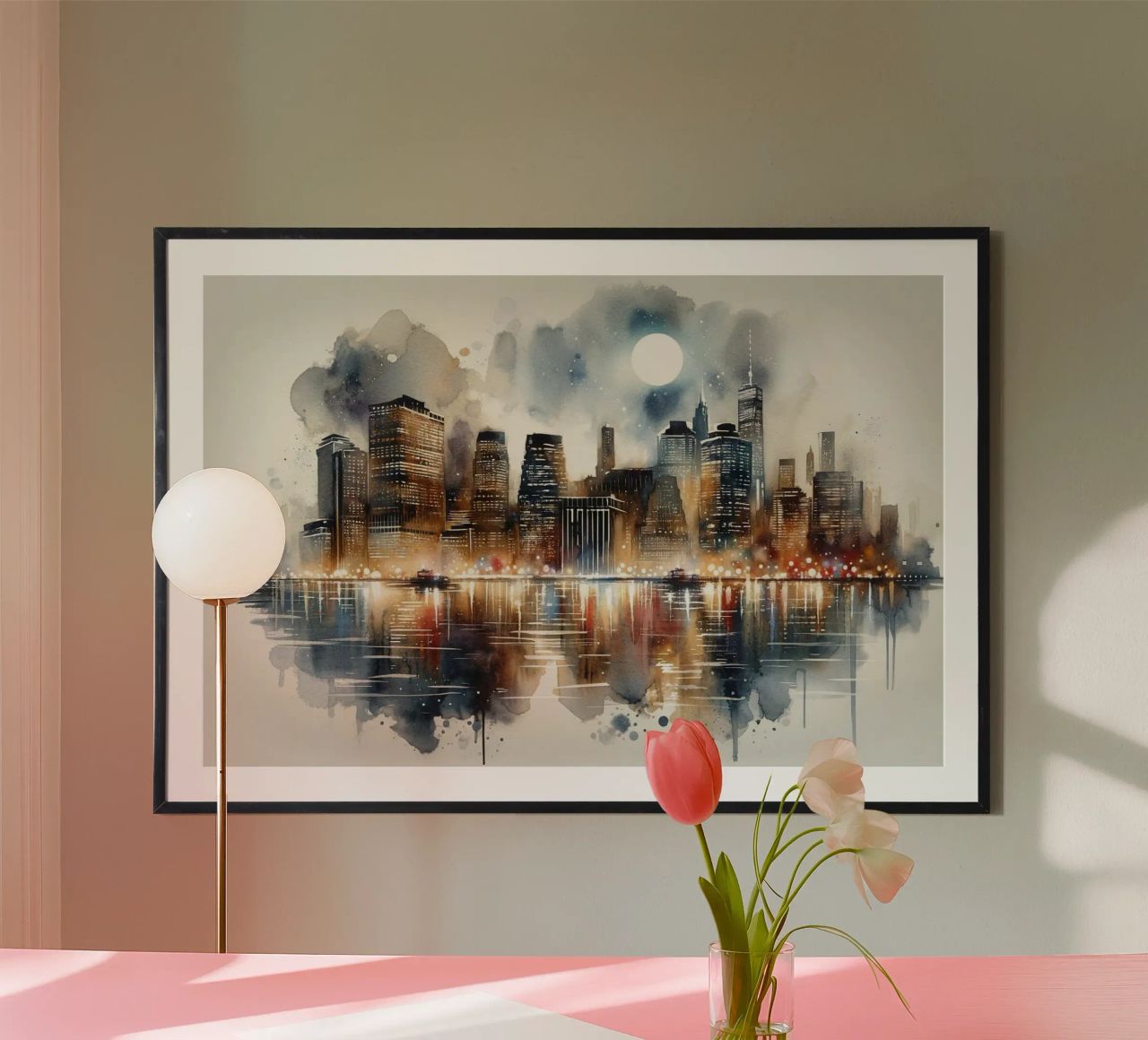 Manhattan au clair de lune poster de Chromatic Fusion Studio