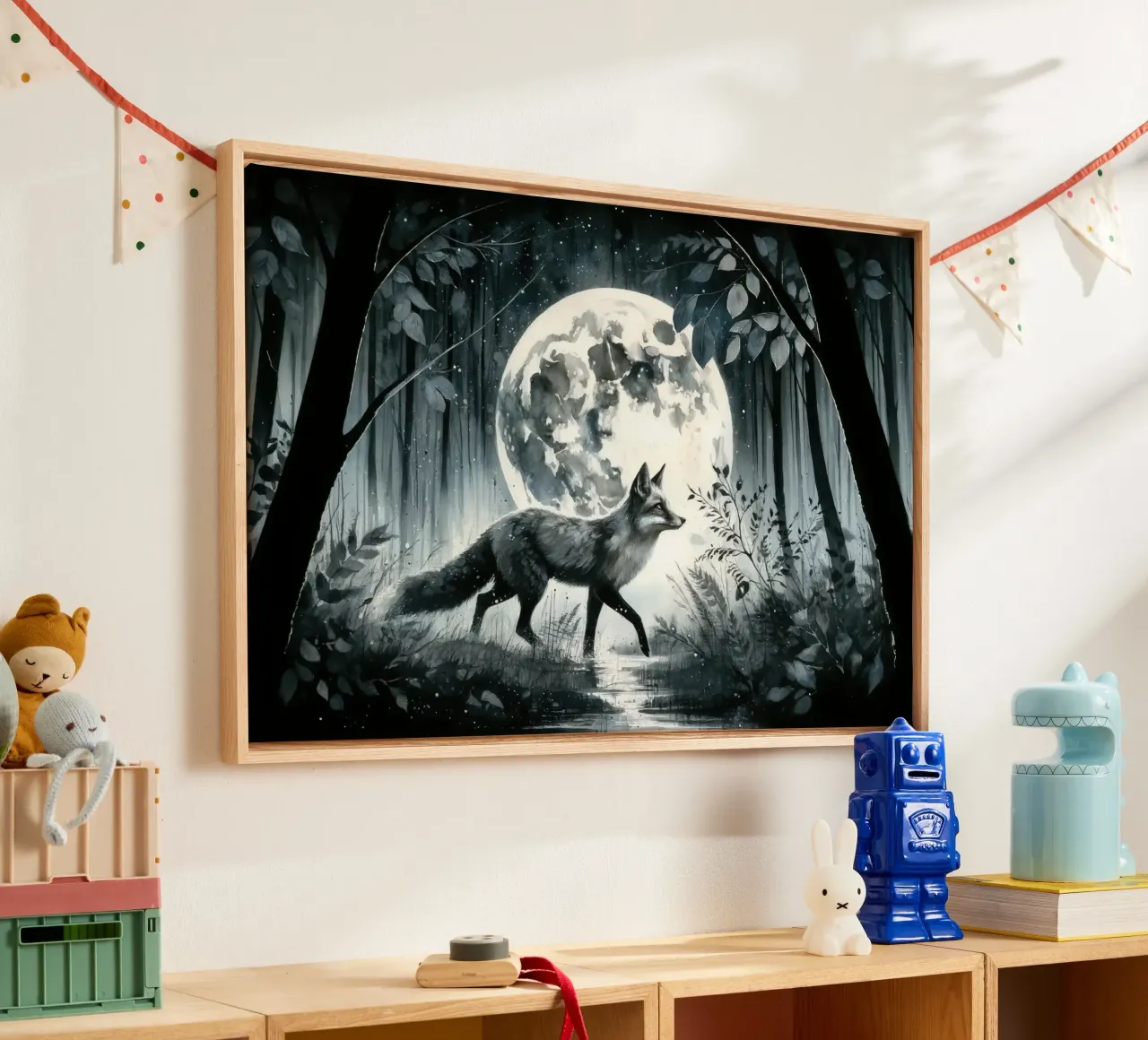 Solitude au clair de lune dans la forêt de minuit toile avec Caisse américaine de Chromatic Fusion Studio