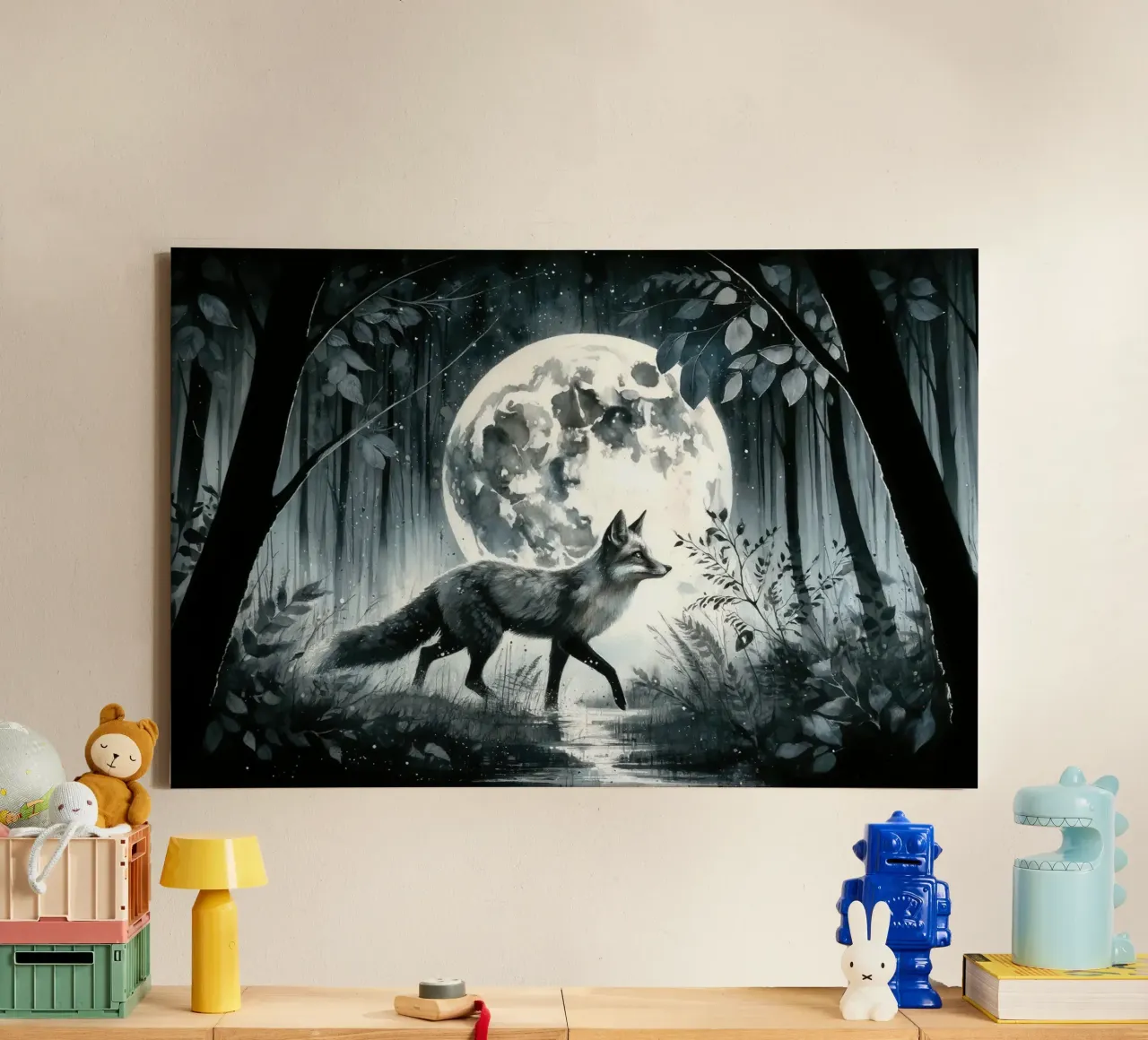 Solitude au clair de lune dans la forêt de minuit toile avec Caisse américaine de Chromatic Fusion Studio