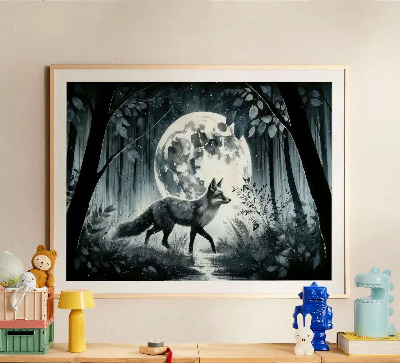 Soledad a la luz de la luna en el bosque de medianoche poster de Chromatic Fusion Studio