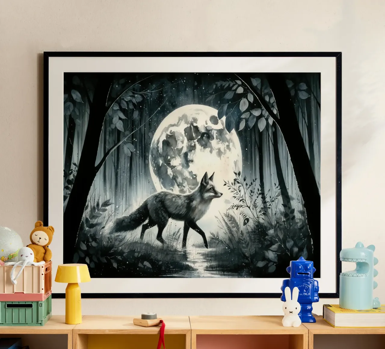 Soledad a la luz de la luna en el bosque de medianoche poster de Chromatic Fusion Studio