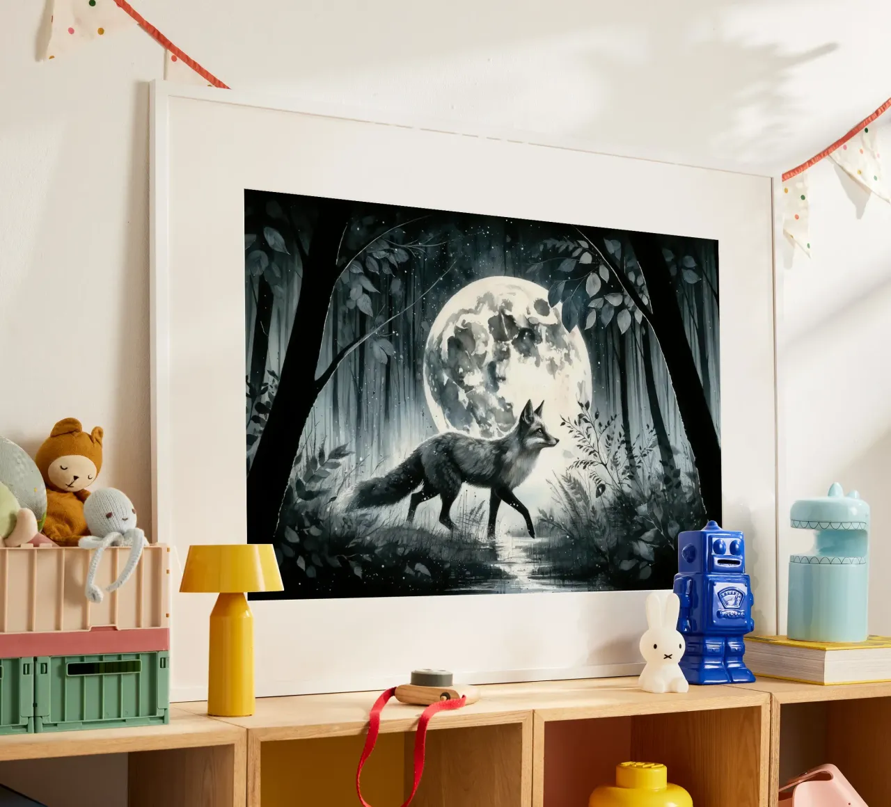 Soledad a la luz de la luna en el bosque de medianoche poster de Chromatic Fusion Studio