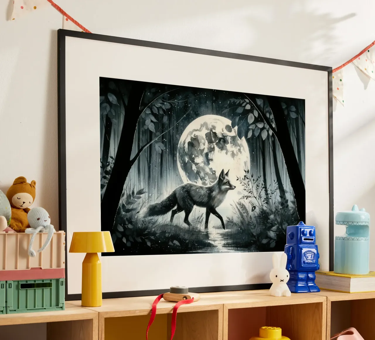Soledad a la luz de la luna en el bosque de medianoche poster de Chromatic Fusion Studio