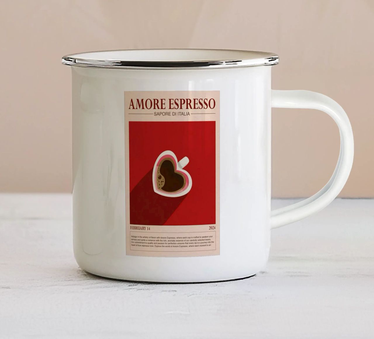 Amore Espresso tazza in smalto da cosmos studio