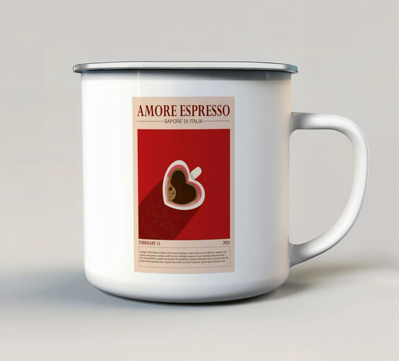 Amore Espresso tazza in smalto da cosmos studio