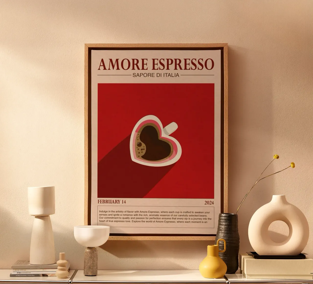 Amore Espresso tela con Cornice a cassetta da cosmos studio