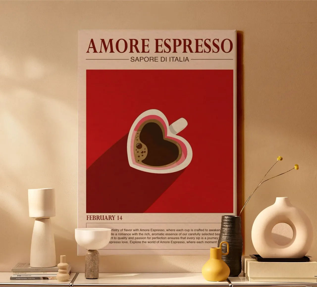 Amore Espresso tela con Cornice a cassetta da cosmos studio