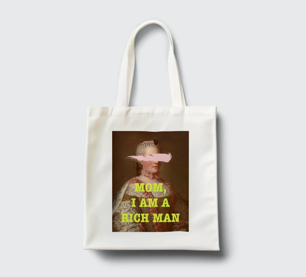 Rich Man FEMINIST Art with yellow text borsa in juta da GraceDigitalArtCo