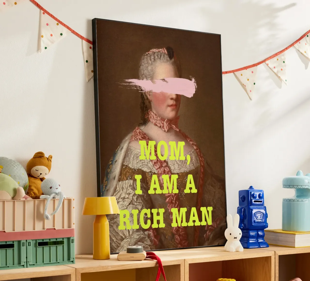 Rich Man FEMINIST Art with yellow text alluminio dibond da GraceDigitalArtCo