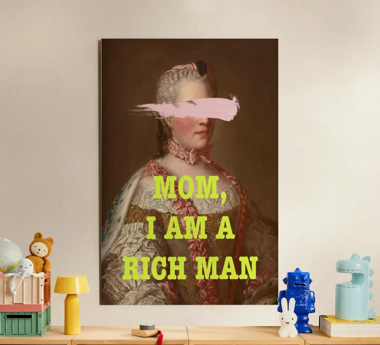 Rich Man FEMINIST Art with yellow text alluminio dibond da GraceDigitalArtCo