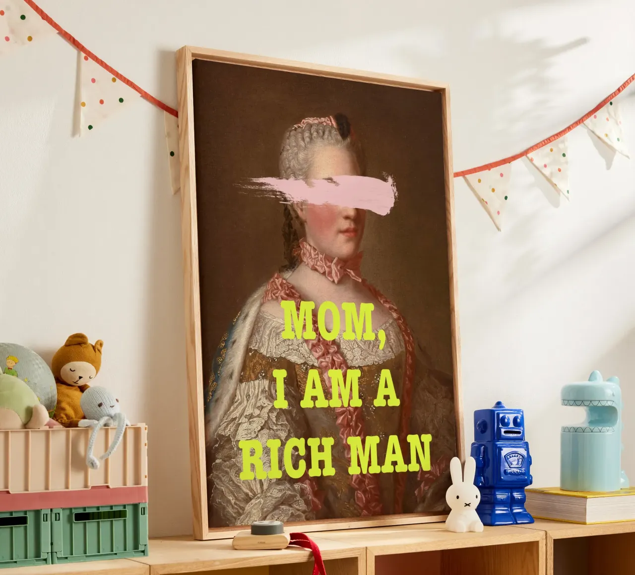 Rich Man FEMINIST Art with yellow text tela da GraceDigitalArtCo
