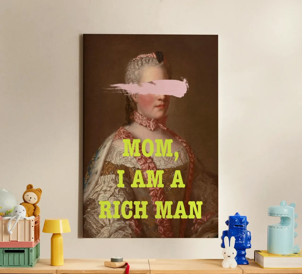 Rich Man FEMINIST Art with yellow text tela da GraceDigitalArtCo