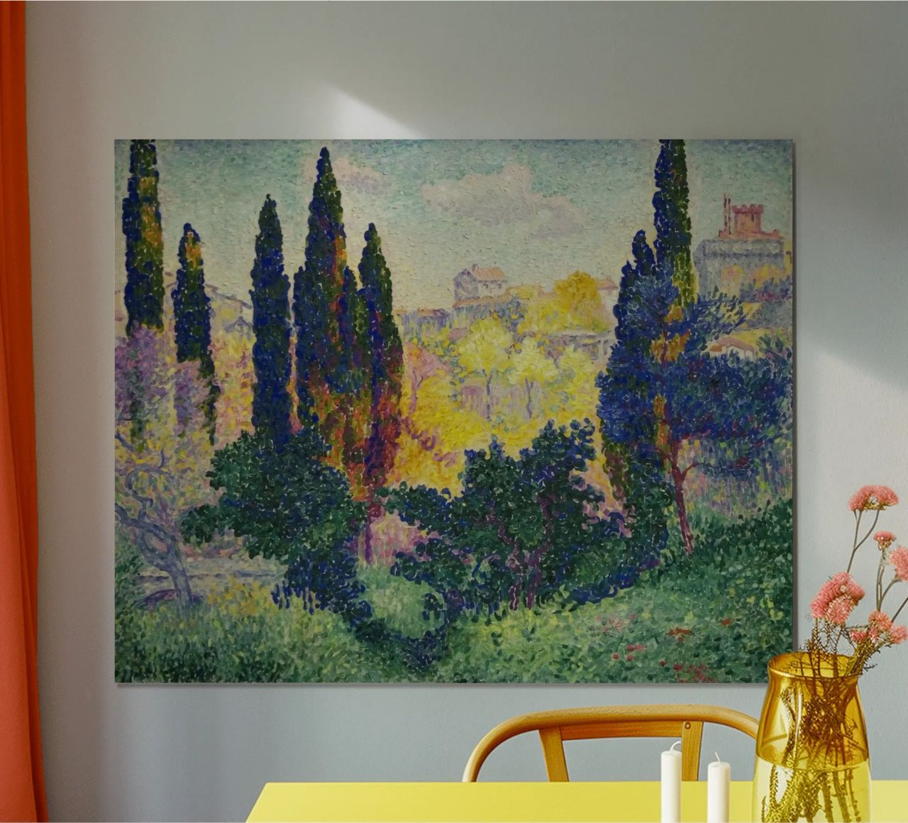 Henri-Edmond Cross - Die Zypressen in Cagnes (1908) Poster von Analic